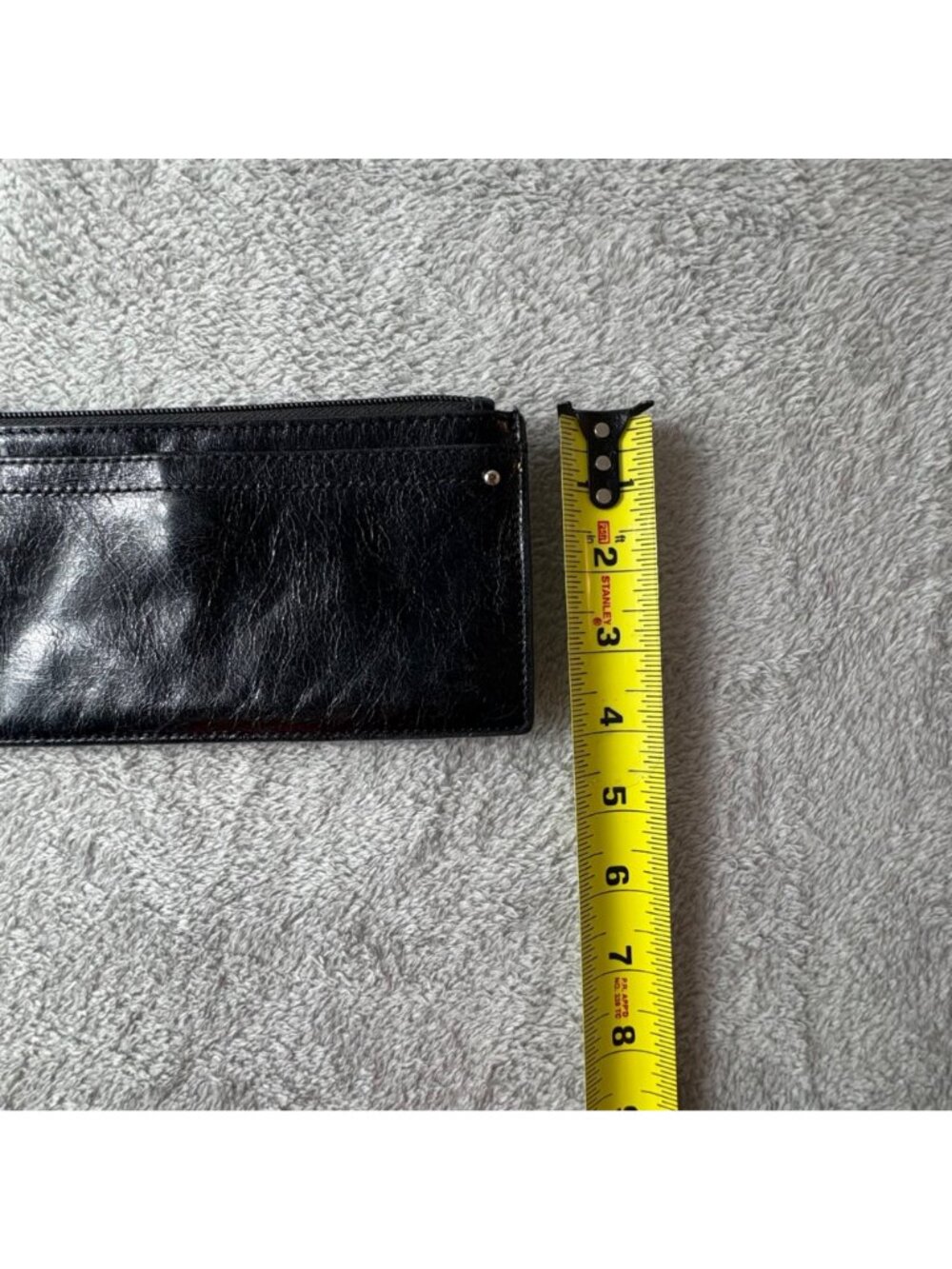 Hobo Black Leather Wristlet Wallet With Card Slots  Zippered Pouch 8"x4.5" - Picture 5 of 8